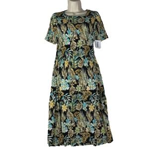 New Anthropologie Kindred Boho Floral Print Midi Dress Stretch Resorts Women's M